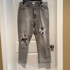 H&M Relaxed Fit Ripped Black Jeans